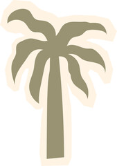 Tropical palm tree shape beige and sage green abstract boho nature element for summer vibe