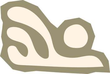 Abstract organic wave form or reclining figure shape beige and sage green boho element