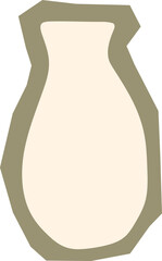 Simple tall ceramic vase or pottery jar shape beige and sage green boho element for interior decor