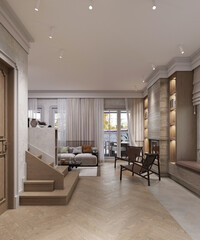 modern living room with fireplace
