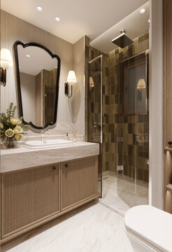 modern bathroom with white tiles