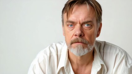 A man with a weathered appearance and a thoughtful expression.