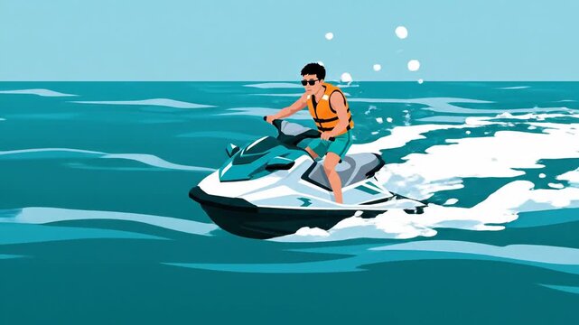 Jet Ski Adventure: A Thrilling Display Of Speed And Water Surface Action