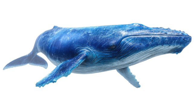 Photorealistic 3d rendering of a majestic blue creature featuring detailed textures and vibrant coloration displayed clearly on white background
