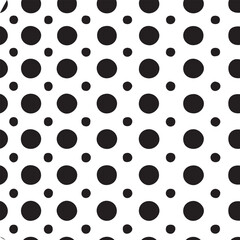 Seamless black and white polka dot texture pattern for retro design illustration art wallpaper