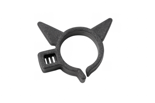 Black plastic clamp tool with cat ears design