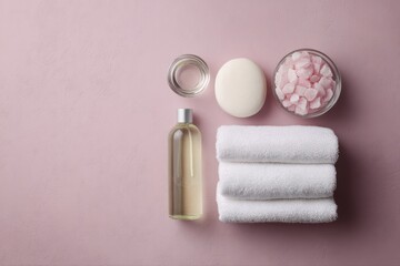 spa essentials arranged aesthetically, self-care concept