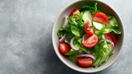 fresh salad bowl with vibrant vegetables and herbs, clean aesthetic