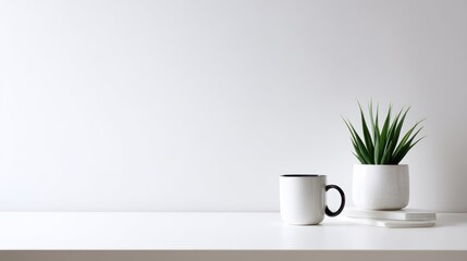minimal desk arrangement with plants and modern accessories, productivity vibe