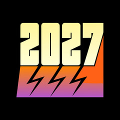2027 year text with lightning bolt graphic numbers