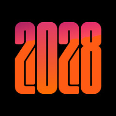 2028 bold numbers gradient fill black background year