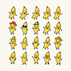Banana cartoon character vector design