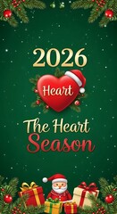 Christmas heart season 2026 celebration festive design vertical banner