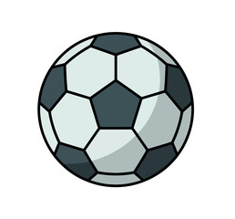 A classic black and white soccer ball is depicted on a white background, ready for a game.