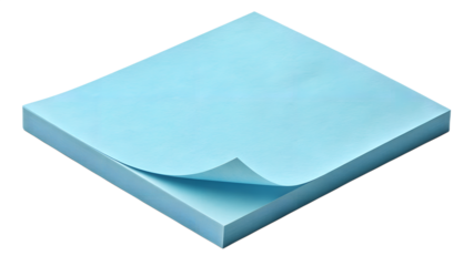 Blue Sticky Note Stack – Stationery, Office Supplies, Texture, Abstract, Conceptual, Organization, Neutral, Transparent  Background, Minimalist