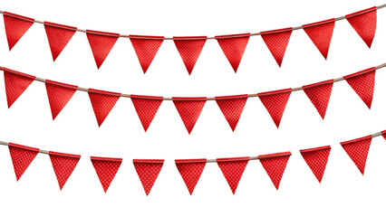 Obraz premium Red Triangle Party Bunting Garlands Isolated on Transparent Background