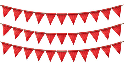Obraz premium Red Triangle Party Bunting Garlands Isolated on Transparent Background
