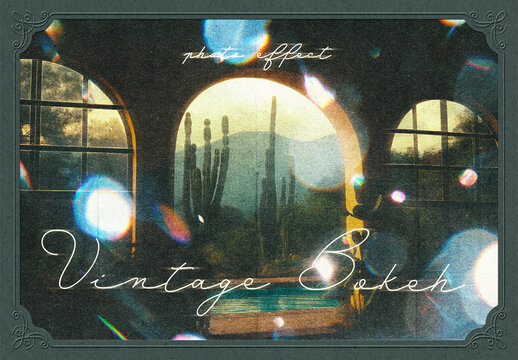 Vintage Bokeh Leak Photo Effect Mockup