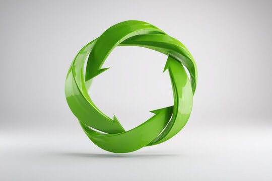 Circular economy business concept with green recycling arrows symbolizing sustainability and eco friendly practices for modern company growth and environmental responsibility