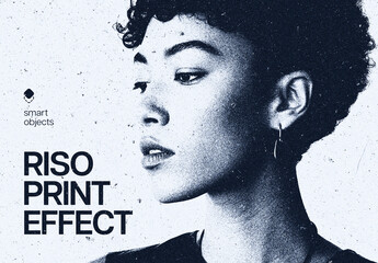 Grunge Risoprint Photo Effect Mockup
