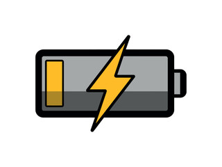 A low battery icon with a lightning bolt symbol overlaid, indicating a need for charging.