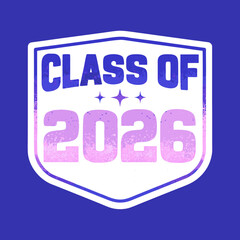 Class of 2026 emblem with distressed texture graduation