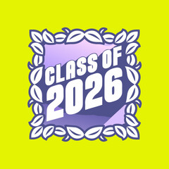 Class of 2026 floral vector frame purple and white