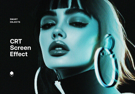 CRT Screen Photo Effect Mockup
