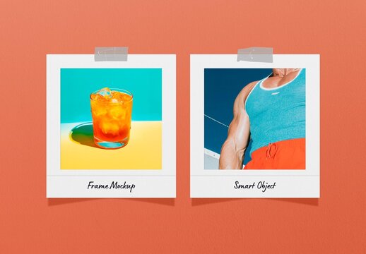 Square Photo Frames Mockup