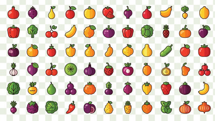 Mixed Fresh Fruits Icon Pack – Modern Outline Vector Collection of Organic, Tropical, and Seasonal Fruits for Healthy Lifestyle and Food Graphics