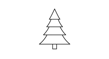 Fototapeta premium A simple black and white line drawing of a stylized evergreen tree with layered branches.
