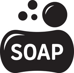   Soap bar with bubbles silhouette icon ideal for hygiene, washing, cleanliness, bathroom, and sanitation graphics.