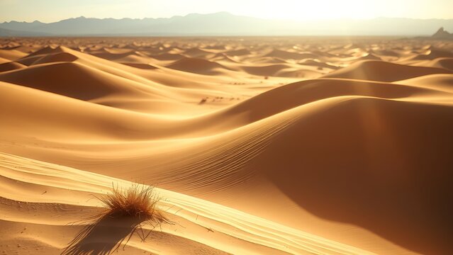 tennessine. Desert landscape with heat waves distorting the view of distant mountains. travel magazines, destination branding, designed for travel destination branding, used by health educators.