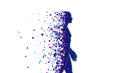 Human body disintegration concept for science and technology with triangle particles and digital effect