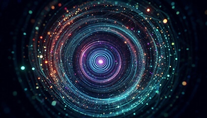 Obraz premium Cosmic Neon Energy Waves background. Technology Neon Background