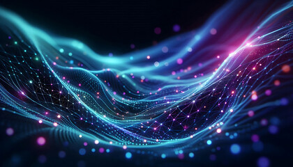 Cosmic Neon Energy Waves background. Technology Neon Background