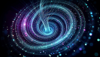 Fototapeta premium Cosmic Neon Energy Waves background. 