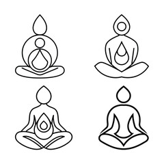 Minimal Line Art Meditation and Yoga Icons Set