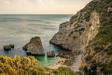 Ribeira do Cavalo beach in Arrabida Natural Park near Sesimbra in Portugal