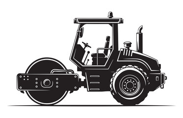 Naklejka premium Vintage style illustration of a heavy duty road roller machine used for compacting surfaces