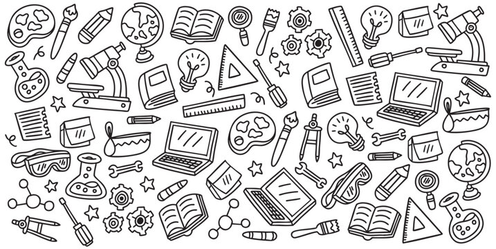 Hand drawn STEM education element doodle illustration