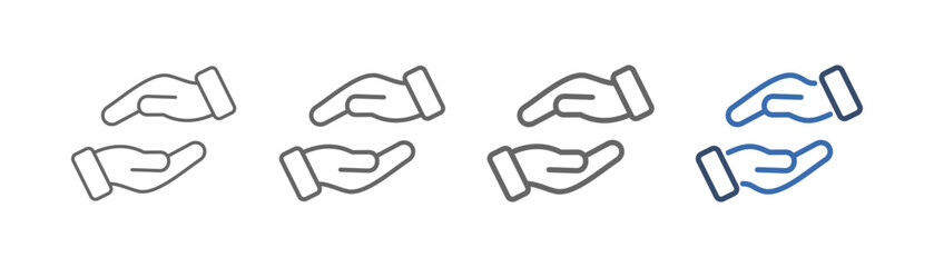 
outline icon set help with two hands up and down design