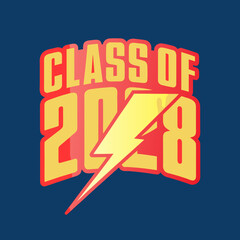 Class of 2028 lightning bolt graphic graduation school 3