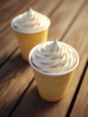 Vanilla Soft Dessert in Yellow Pattern Cup