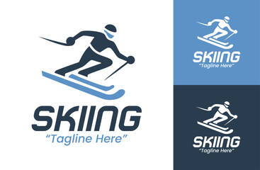Skiing Logo Minimalist Winter Activity Design