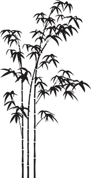 Green bamboo plant vector illustration with leaves silhouette, isolated on a white background for nature design