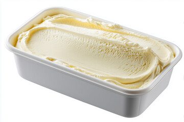 Vanilla Ice Cream in Rectangular White Tub
