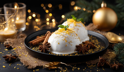 White Chocolate Gelato Scoops with Spices