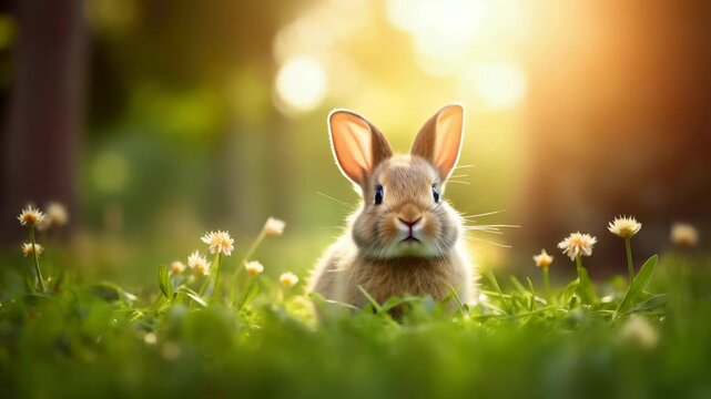 cute animal pet rabbit or bunny smiling and laughing isolated with copy space for easter background, rabbit, animal, pet, cute, fur, ear, mammal, background, celebration, generate by AI