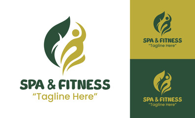 Spa and Fitness Logo Minimal Healthy Lifestyle Emblem